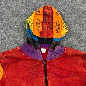 Greater Good Network Hoodie Womens 3XL Red Patchwork Rainbow Boho Hippie Nepal